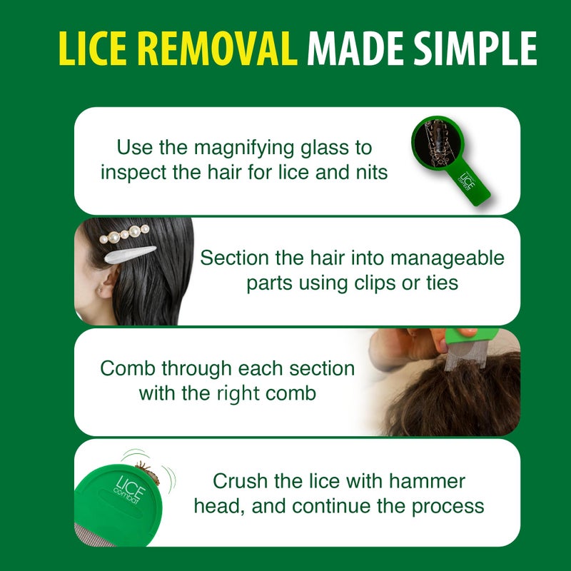NatulabUSA Lice Combs| Head Lice Professional Metal Set of 2 for Long & Short Hair | Efficient Lice and Nit Removal | Easy to Use. FREE MAGNIFYING GLASS INCLUDED - Image 2